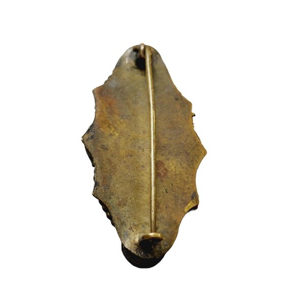 Vintage Czech Glass and Brass Brooch (A1526) - Picture 3 of 4